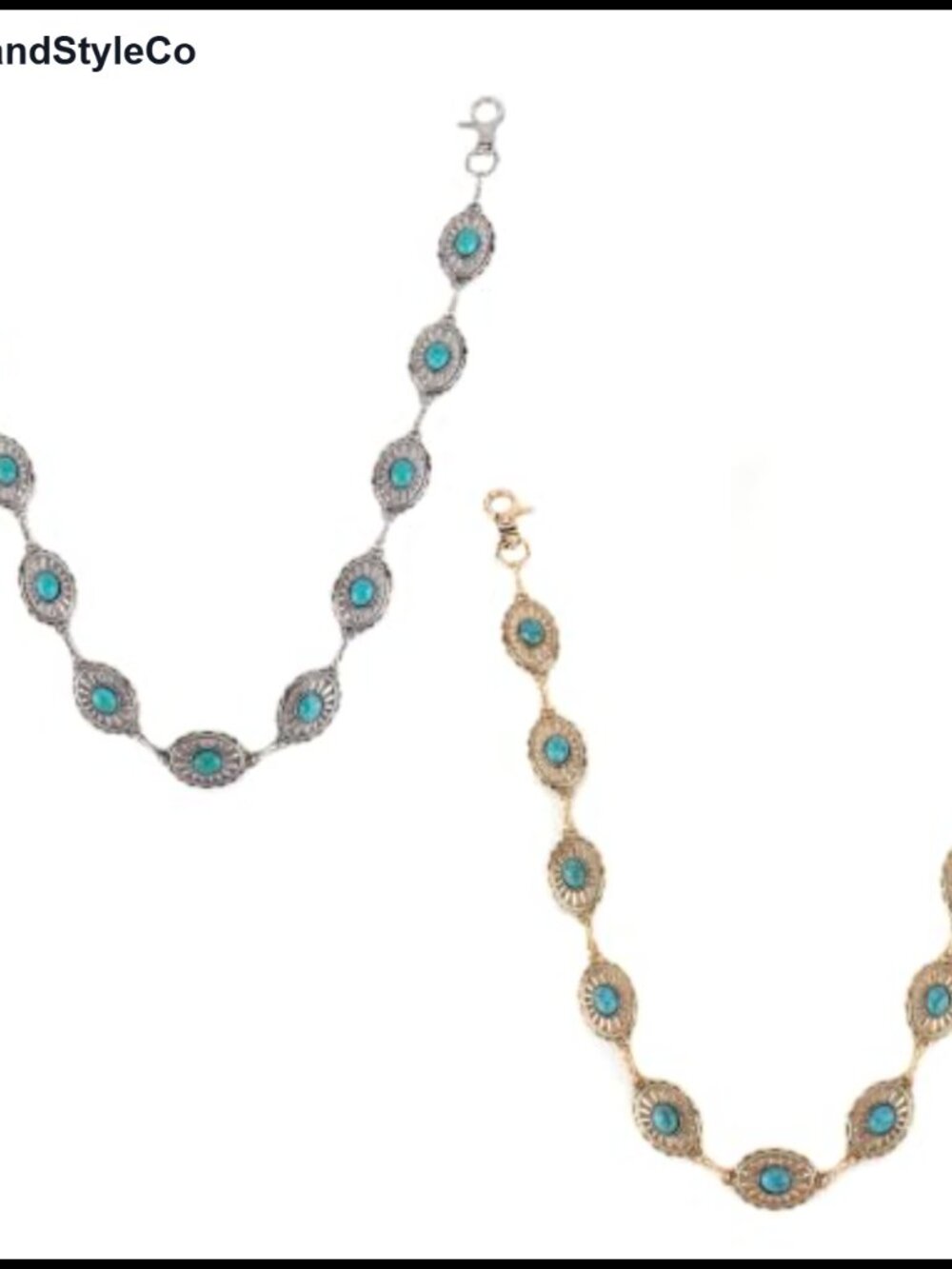 2 Pack Western Turquoise Bag Chains Cowgirl Purse Charm Metal Keychain